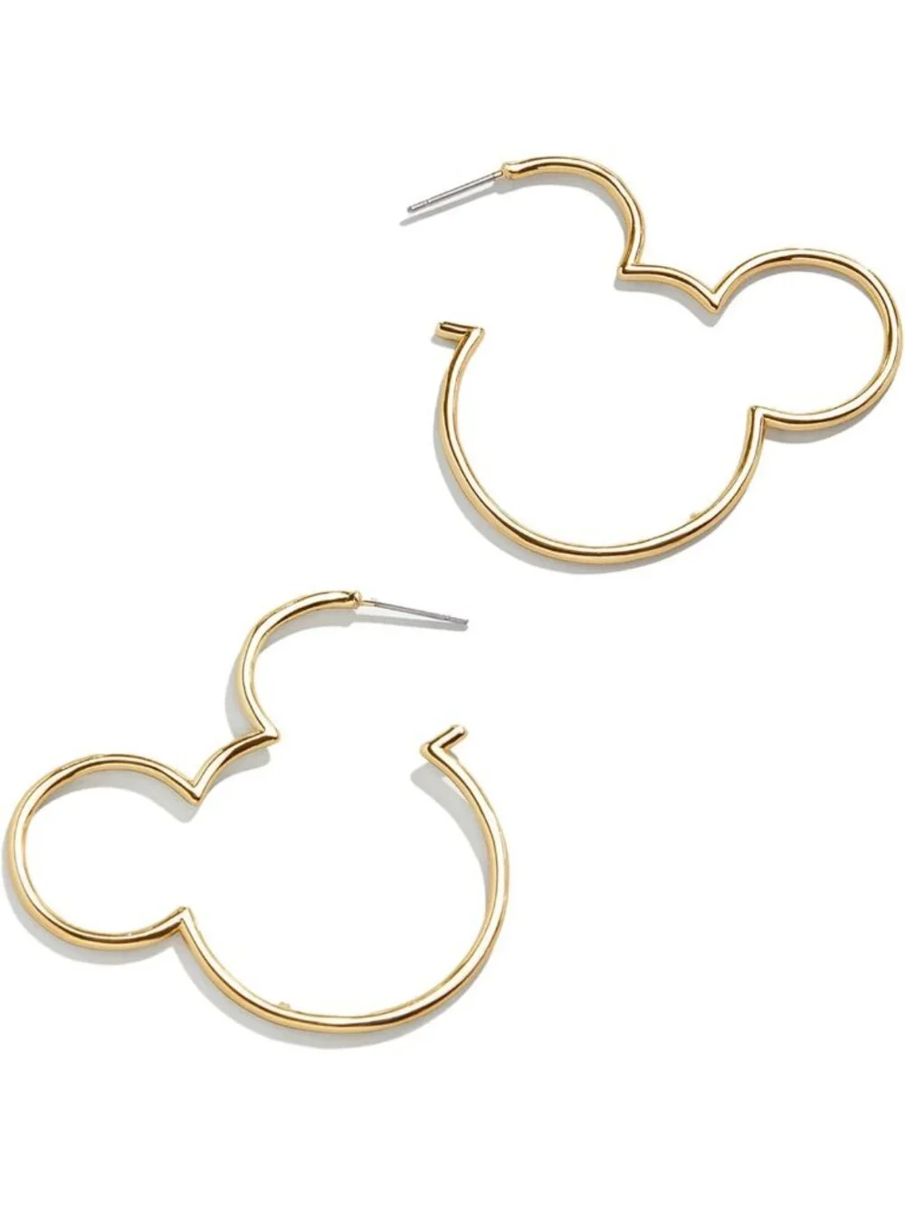 Gold-Plated Mickey Mouse Hoop Earrings - Simple Disney Silhouette Jewelry for